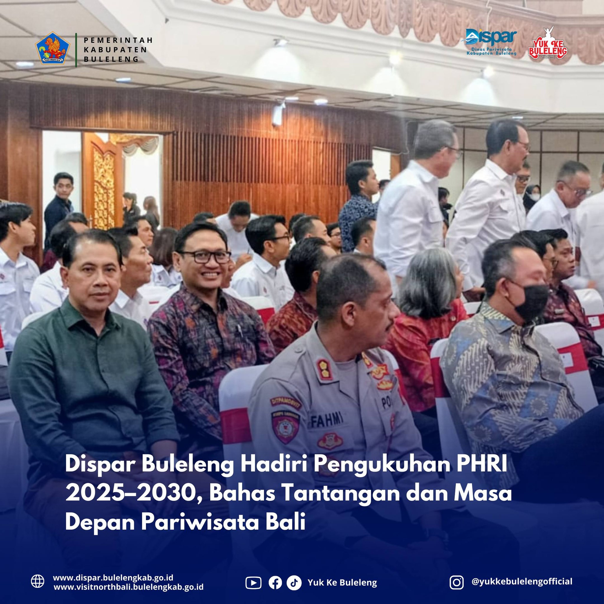 Dispar Buleleng Hadiri Pengukuhan PHRI, 2025- 2030 Bahas Tantangan dan Masa Depan Pariwisata Bali