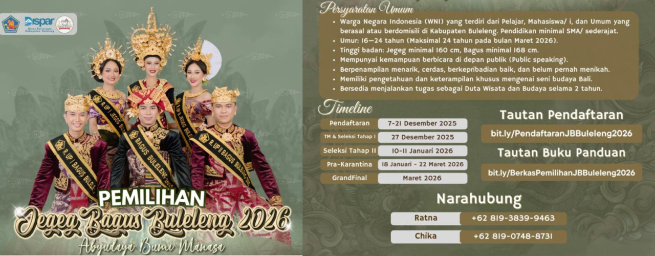 Pendaftaran Jegeg Bagus Buleleng tahun 2026